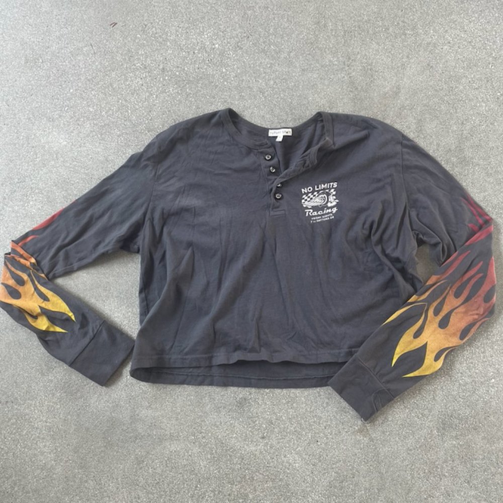 Urban Outfitters No Limit Racing Cropped Long Sleeve Tee